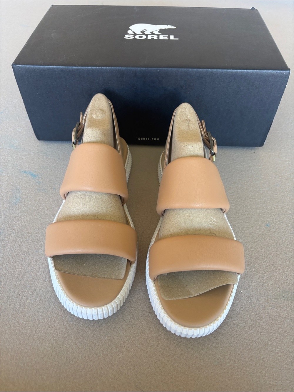 Sorel Ona Streetworks Go-To Tan Dual-Strap Flat Sandals